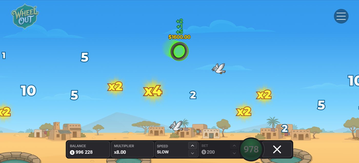 Wheel Out — Schermata del gioco